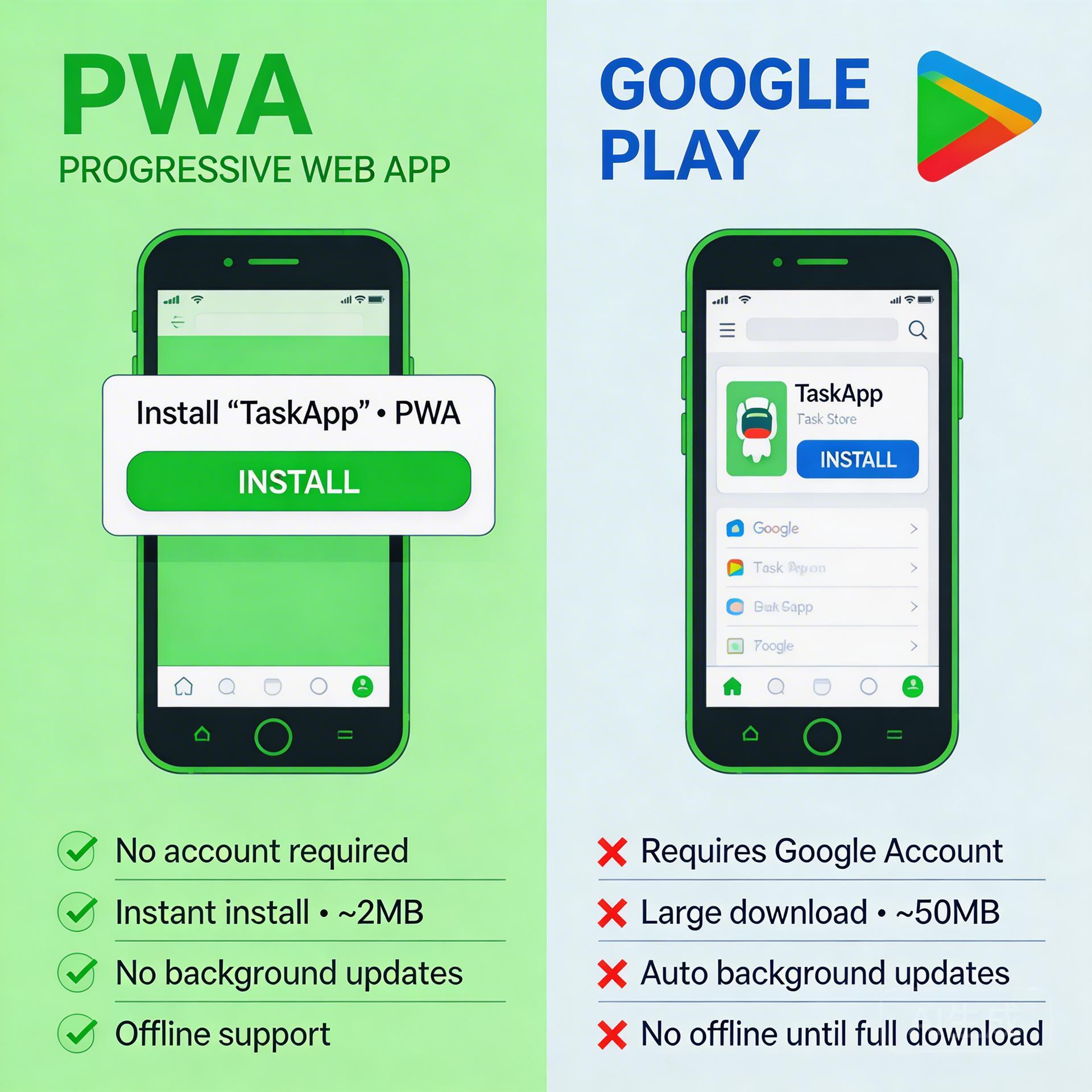 Android PWA vs Google Play 完整对比指南 2026