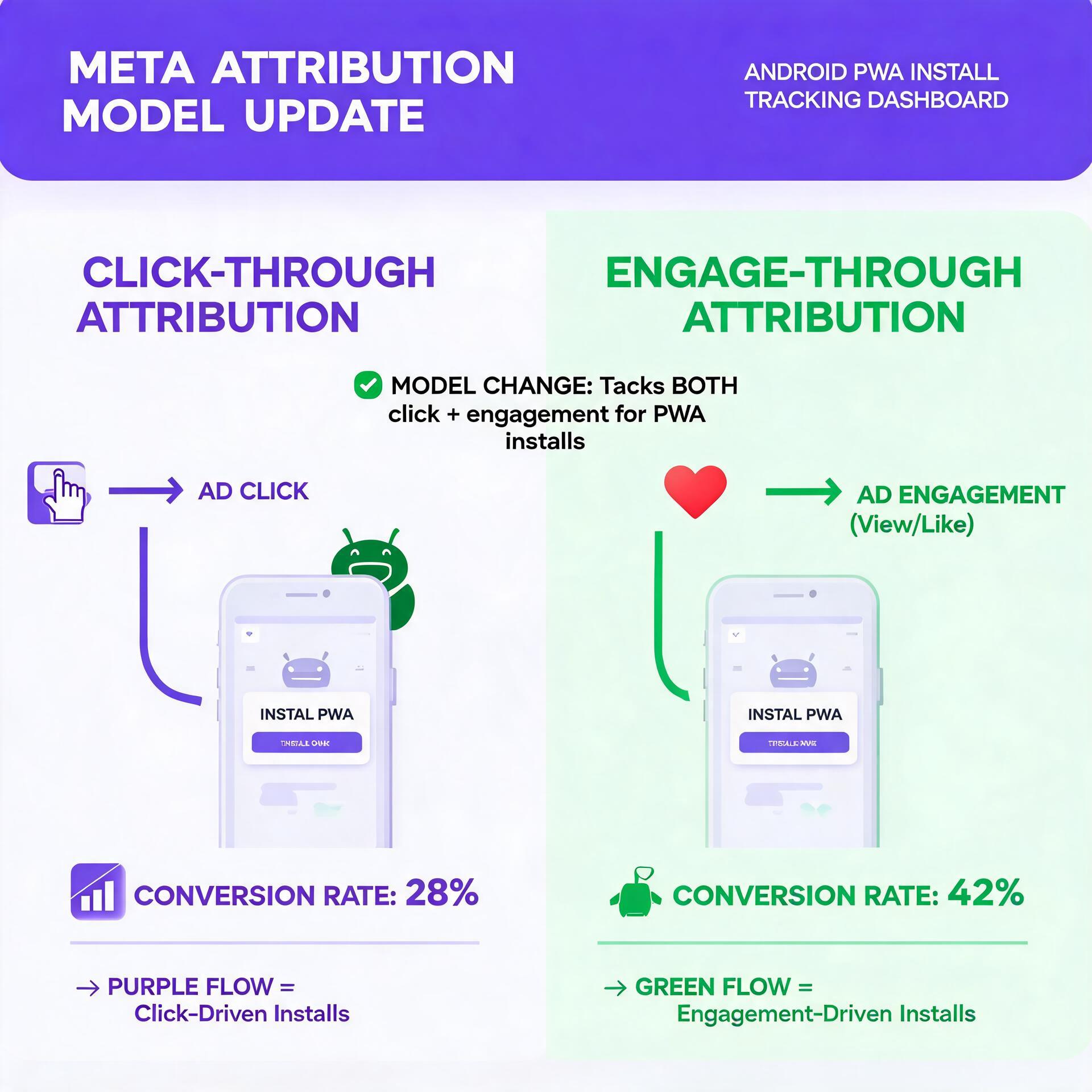 Meta attribution model change and Android PWA install tracking advantage